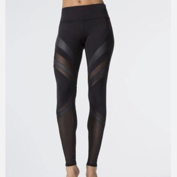 ALO Yoga Pants - alo || Sheer Mesh Cut-out Epic Leggings in Black